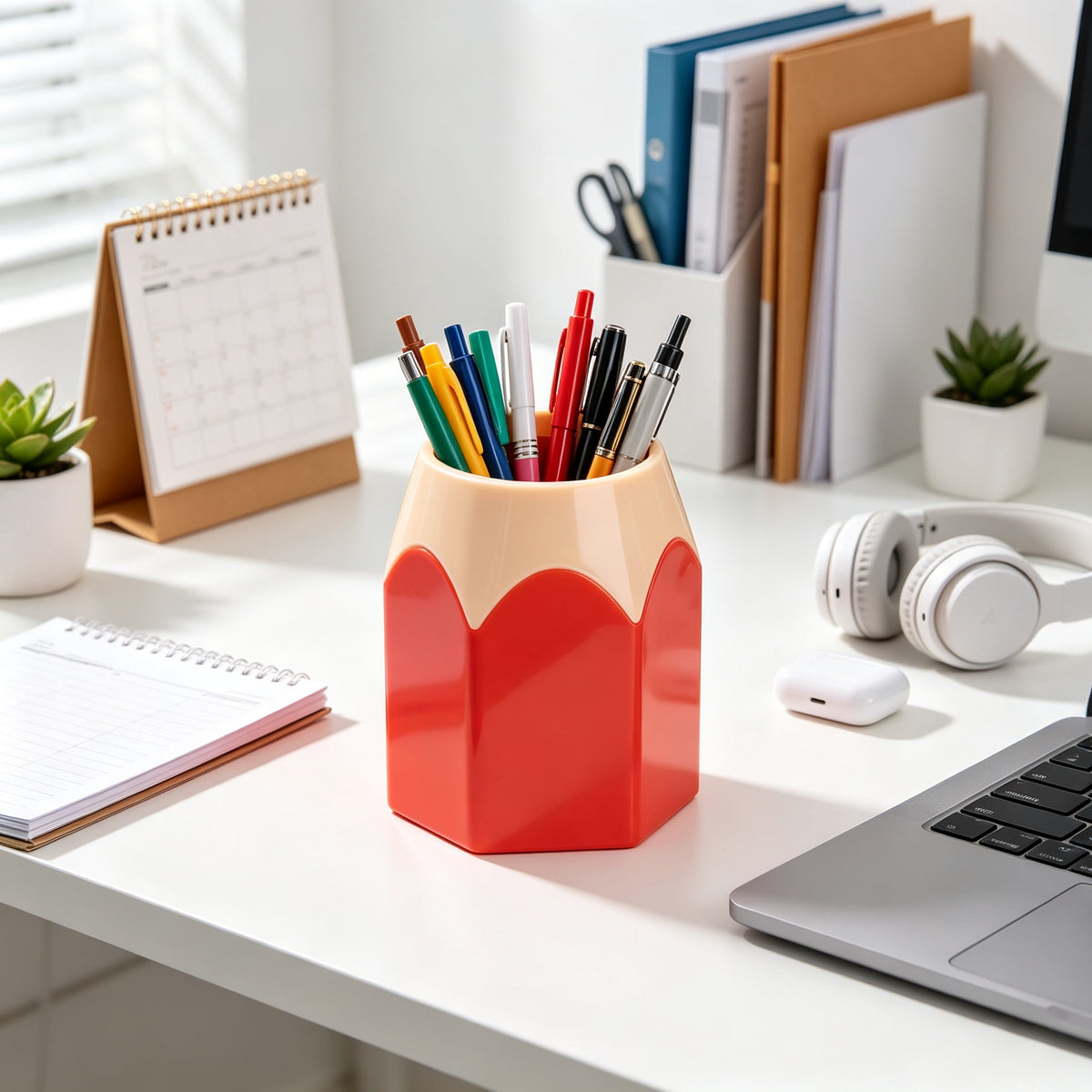 Pencil-Shaped Plastic Pen Pot for a Desk, 10.5 cm Tall - Image 4