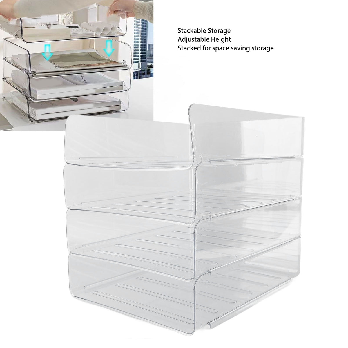Four-Tier Stackable Acrylic Letter Tray for A4 Paper and Folders - Image 6