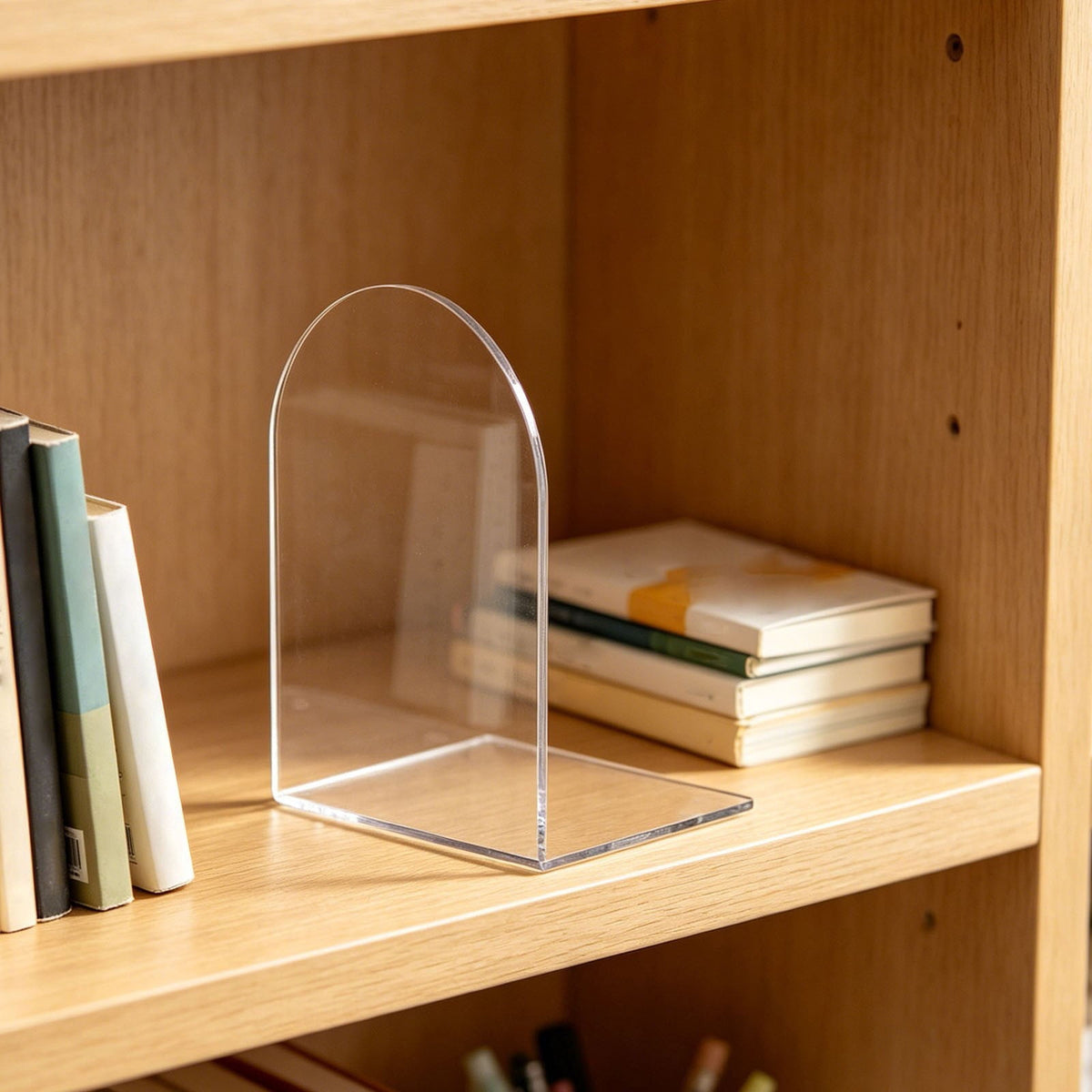 Clear Acrylic L-Shaped Bookends, Set of Two, 3.94 Inches Tall - Image 6