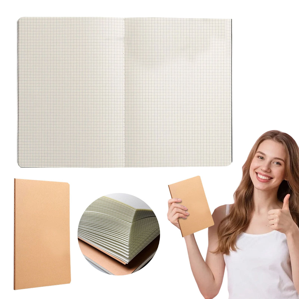 B5 Grid Notebook, 7.3 x 10 Inches, 36 Sheets and 72 Pages - Image 2
