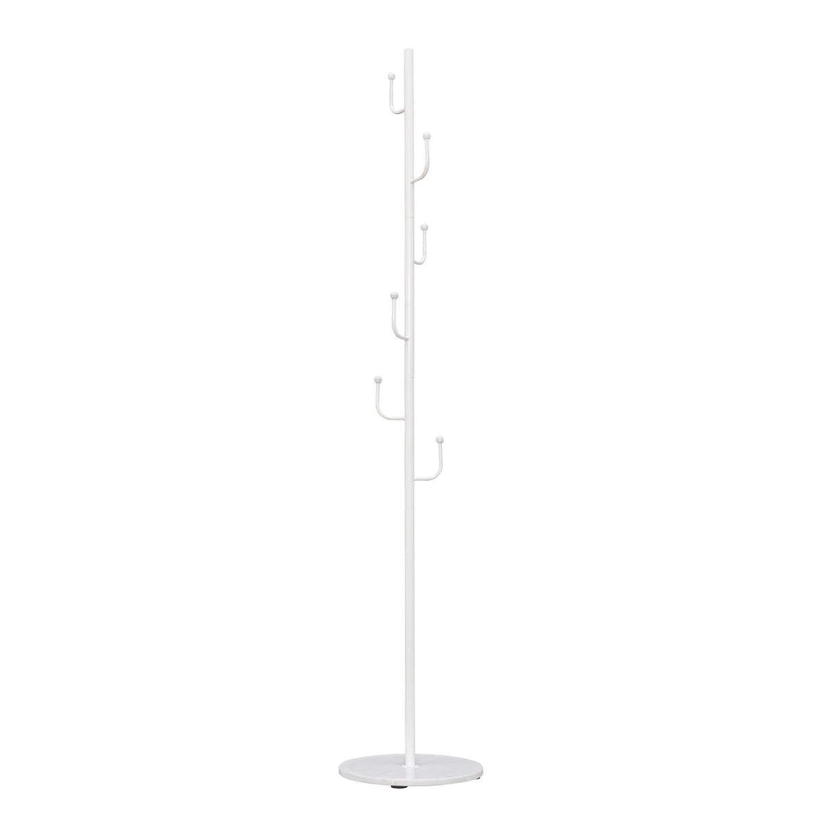 Freestanding Metal Coat Rack, 64.5 Inches Tall, with Round Stone Base