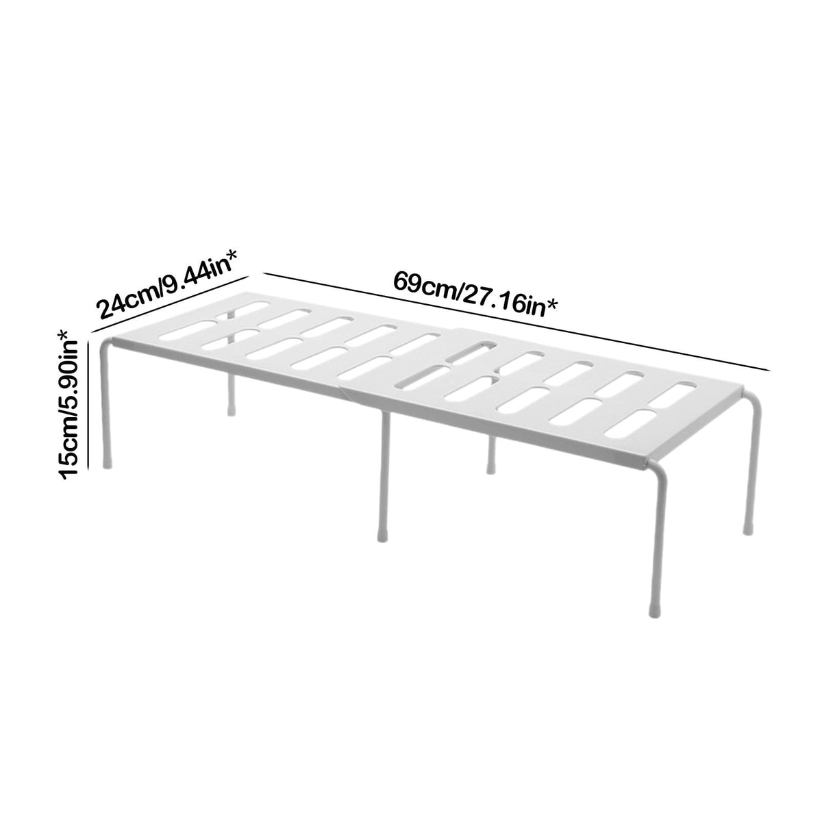 Expandable Cabinet Shelf Organizer, 27.16 x 9.44 x 5.9 Inches, White - Image 3