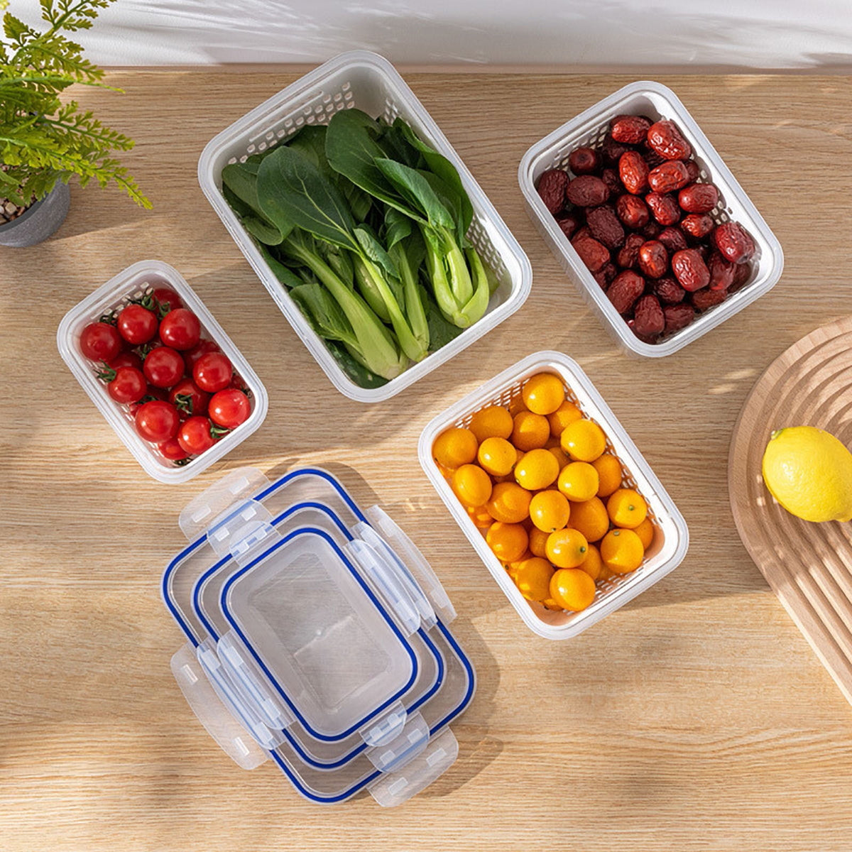 Three-in-One Produce Keeper with Colander, Lid and Spoon, 850 ml - Image 3