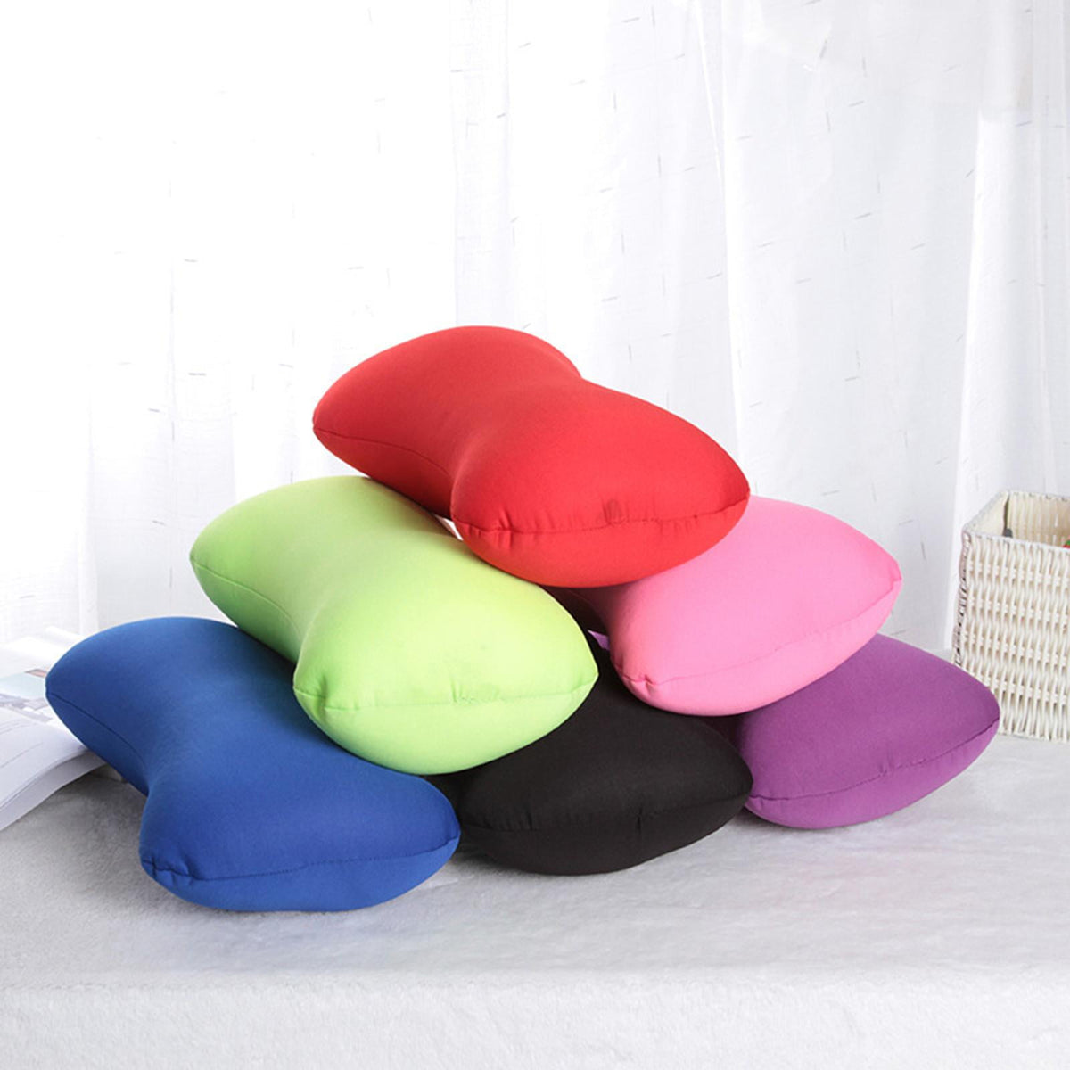 Microbead Bolster Neck Pillow, 15 x 7.9 Inches, Soft Stretch Cover - Image 3