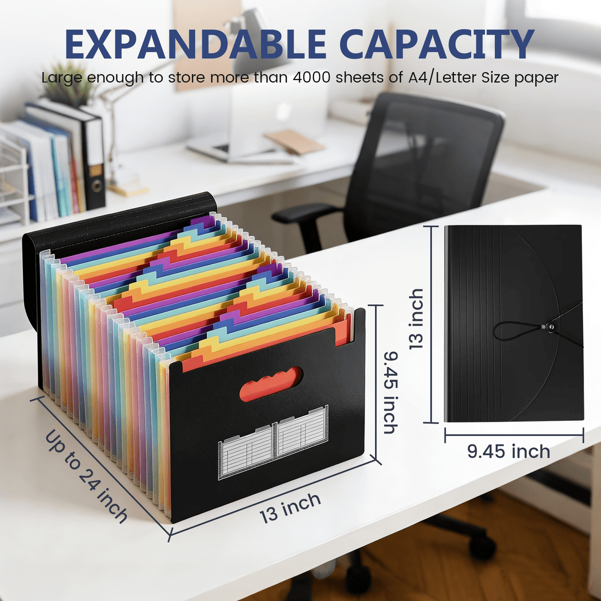 Accordion Expanding File Folder with 25 Labelled Pockets, Letter and A4 - Image 4