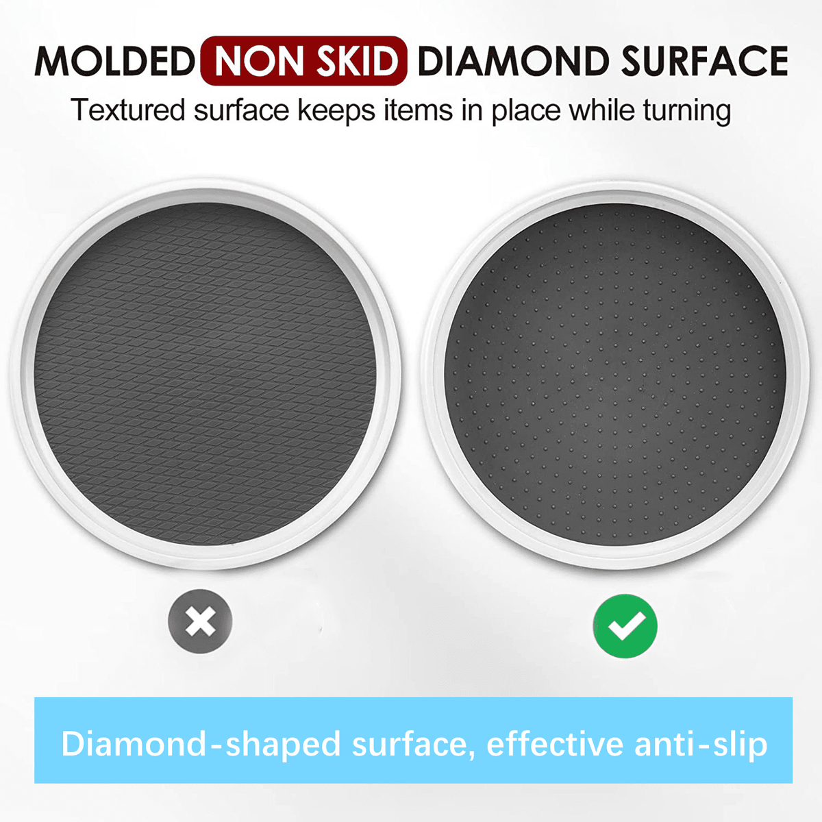 Ten-Inch Rotating Turntable Trays, Set of Four, White and Gray - Image 2