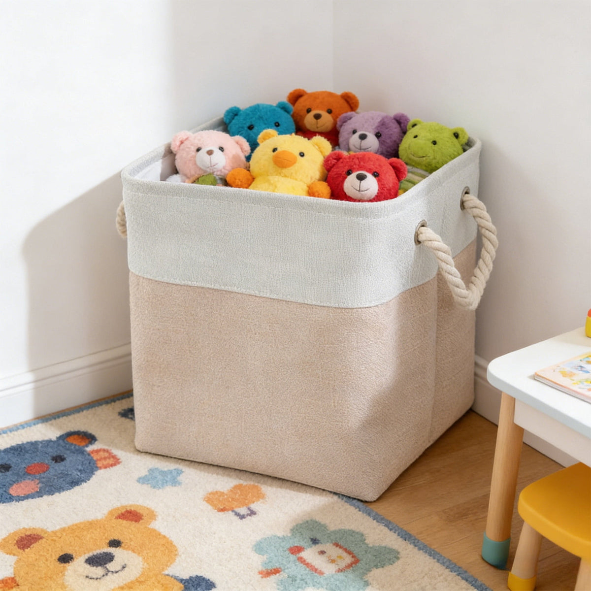 Foldable Linen-Look Storage Cube with Carry Handles, 12 x 12 x 12 Inches - Image 6
