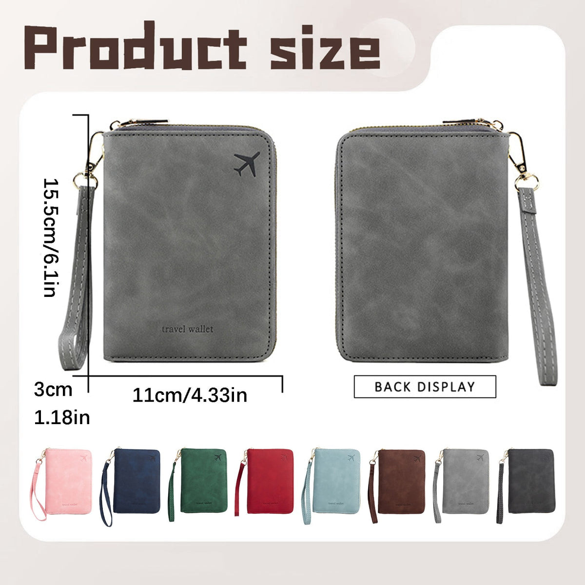 Family Travel Document Organizer with Zipper, 4.33 x 6.1 Inches - Image 3