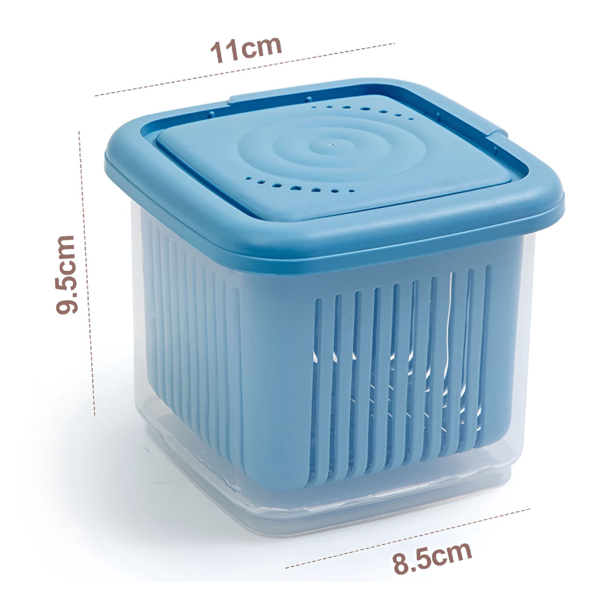 Large Berry Keeper Box with Colander and Leak-Proof Lid, Blue - Image 2
