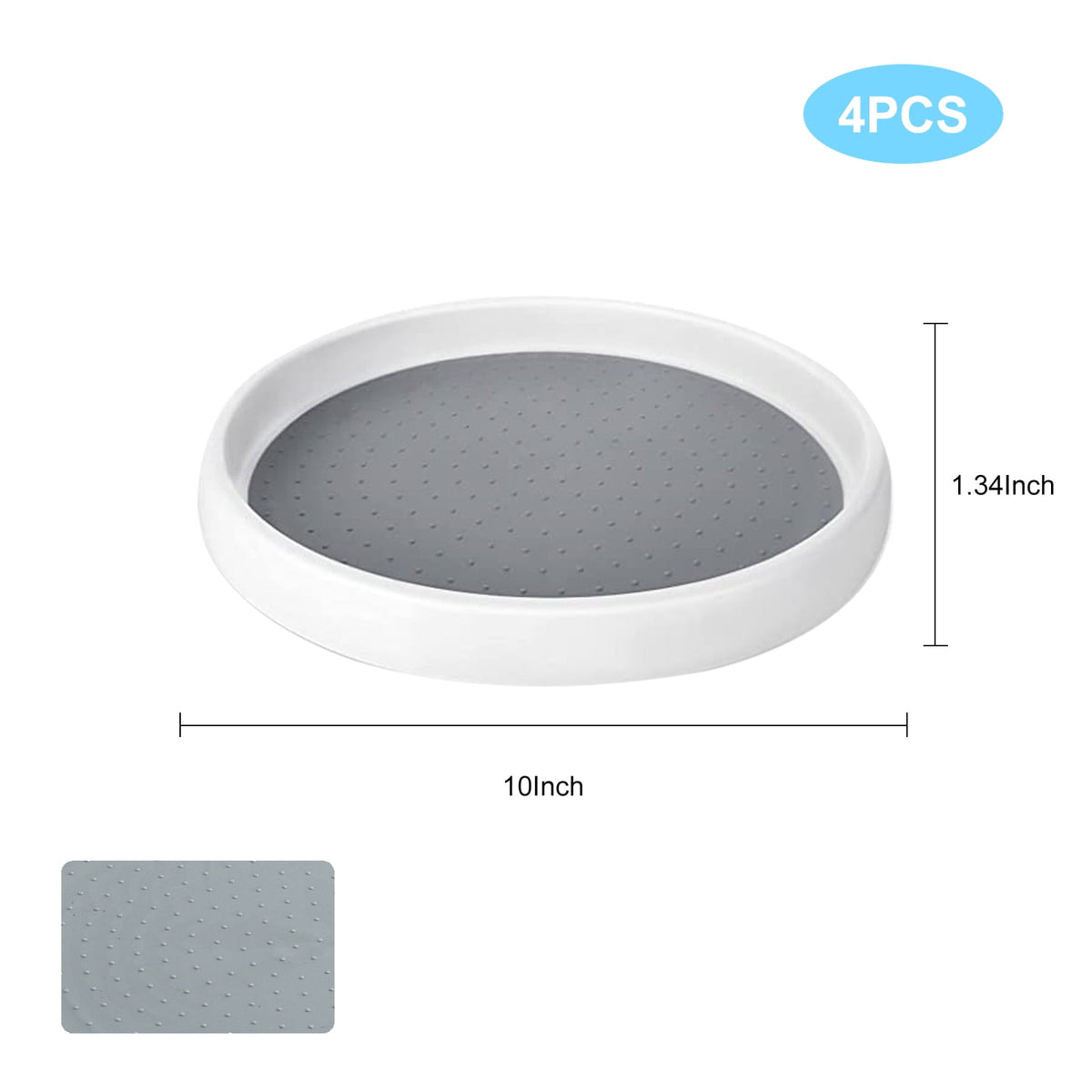 Ten-Inch Rotating Turntable Trays, Set of Four, White and Gray - Image 6