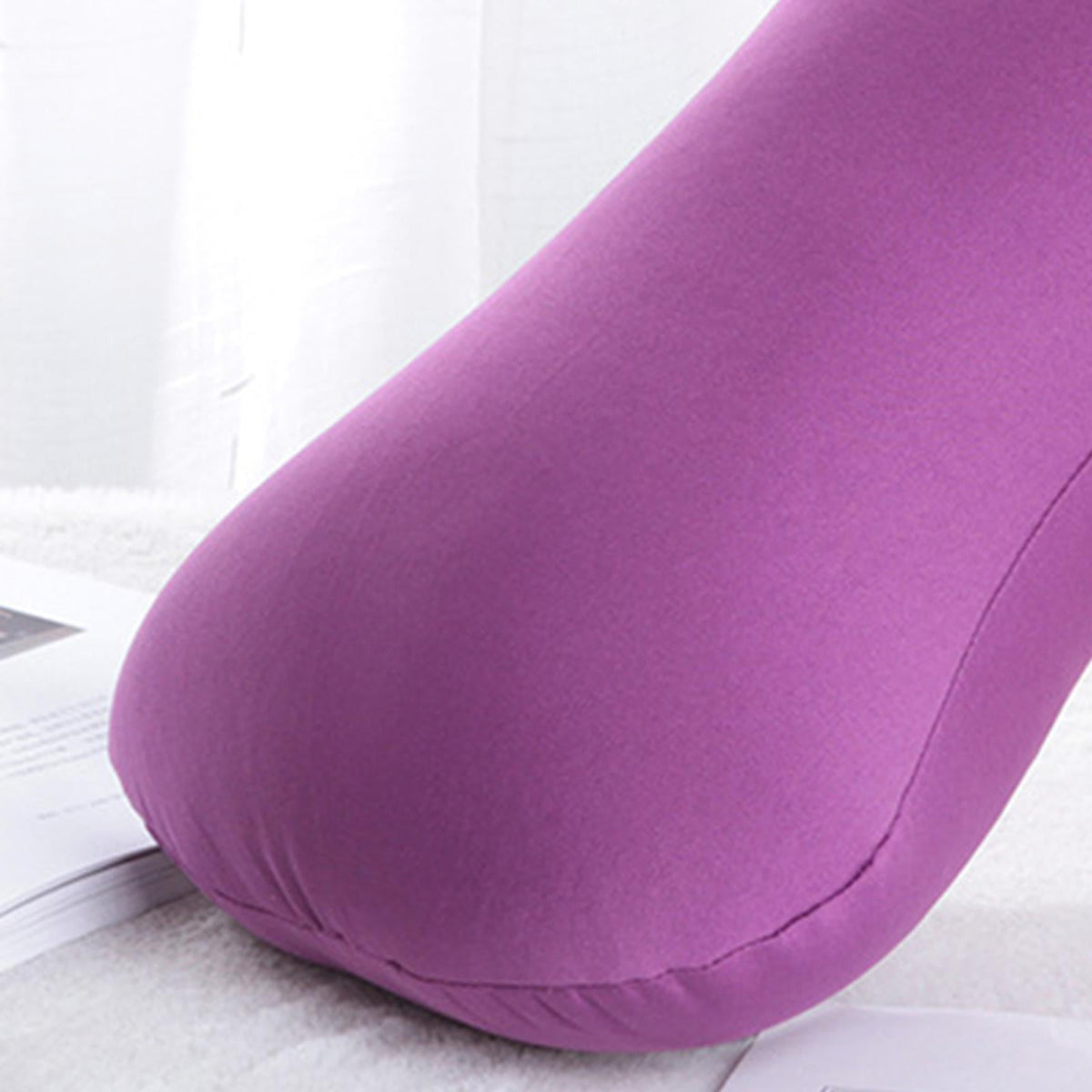 Microbead Bolster Neck Pillow, 15 x 7.9 Inches, Soft Stretch Cover - Image 2