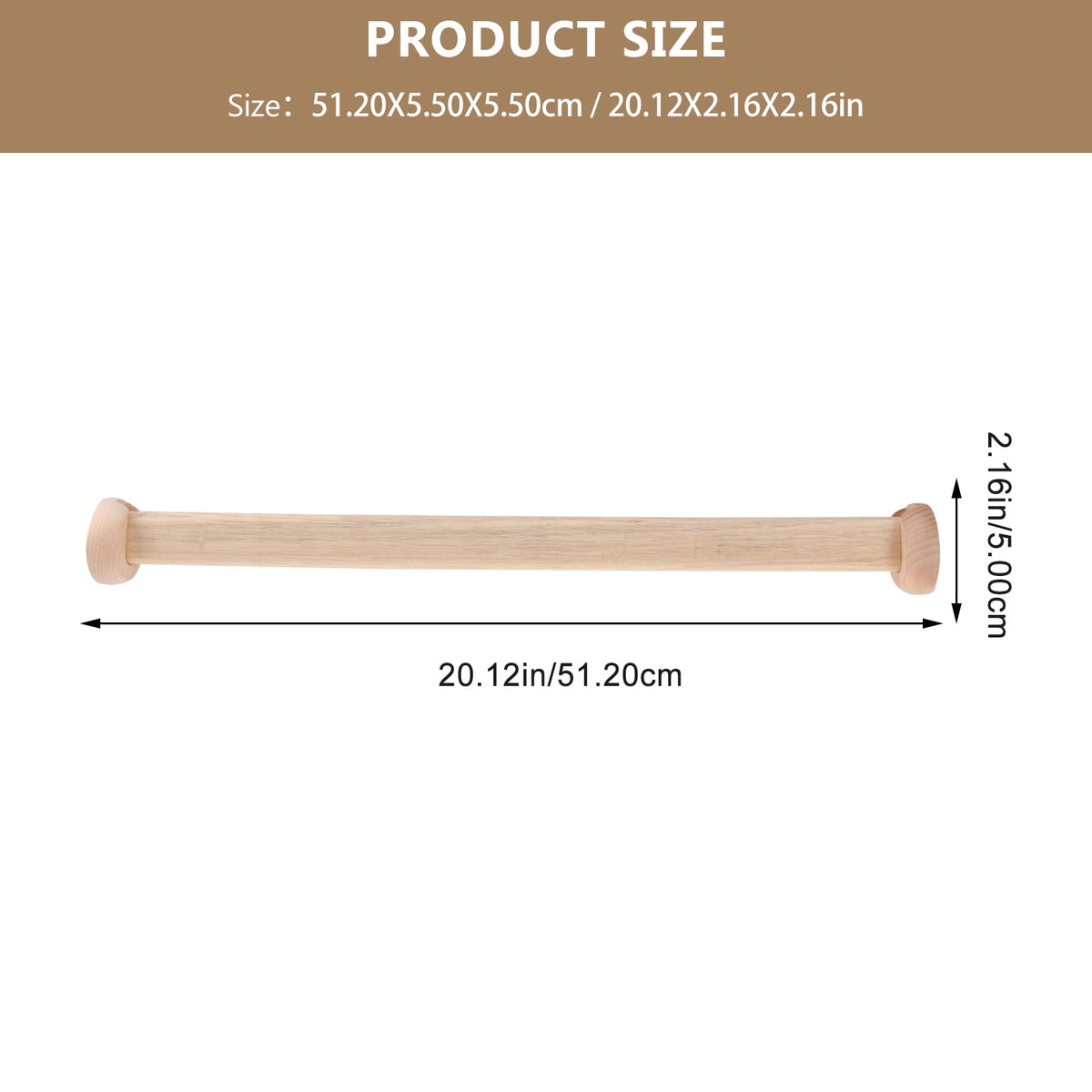 Wooden Closet Rods, Set of Two, 20.12 Inches Long for Wardrobe Rails - Image 3