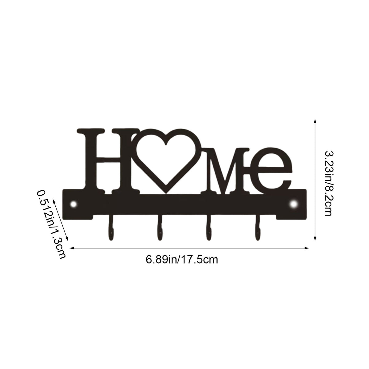 Wall-Mounted Iron Key Rack with Four Hooks, 6.89 x 3.23 Inches - Image 3