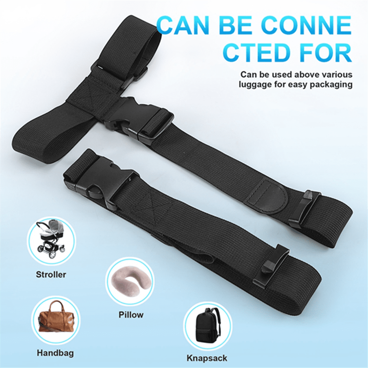 Adjustable Luggage Connector Straps, Two Styles, with Double Buckles - Image 6