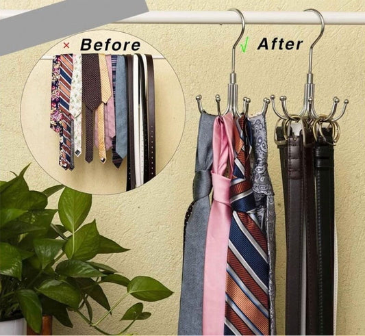 Rotating Closet Belt Hanger with Eight Hooks, Holds Up to 24 Belts - Image 2