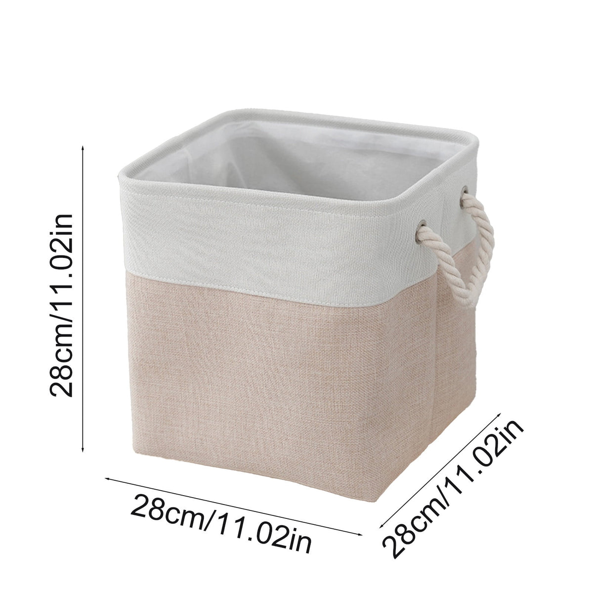 Foldable Linen-Look Storage Cube with Carry Handles, 12 x 12 x 12 Inches - Image 3