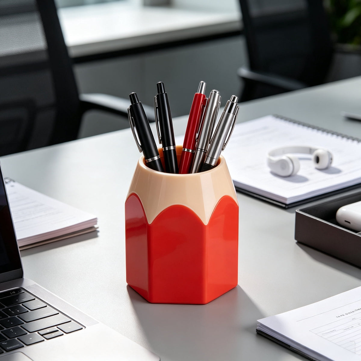 Pencil-Shaped Plastic Pen Pot for a Desk, 10.5 cm Tall - Image 3