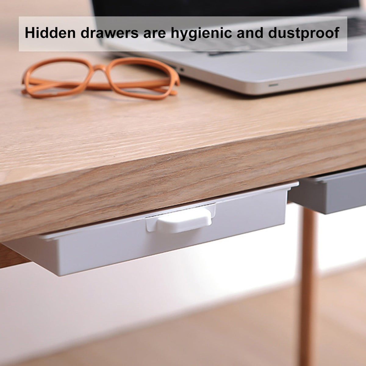 Stick-On Slide-Out Drawer for Under a Desk or Counter, Grey - Image 5