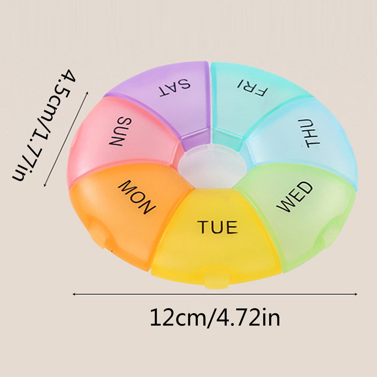 Round Seven-Day Pill Organizer with Detachable Daily Cases - Image 3