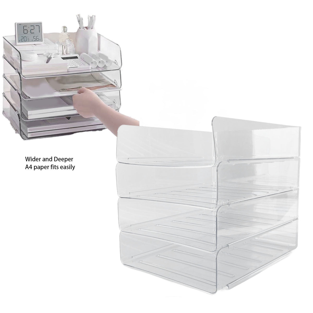 Four-Tier Stackable Acrylic Letter Tray for A4 Paper and Folders - Image 5