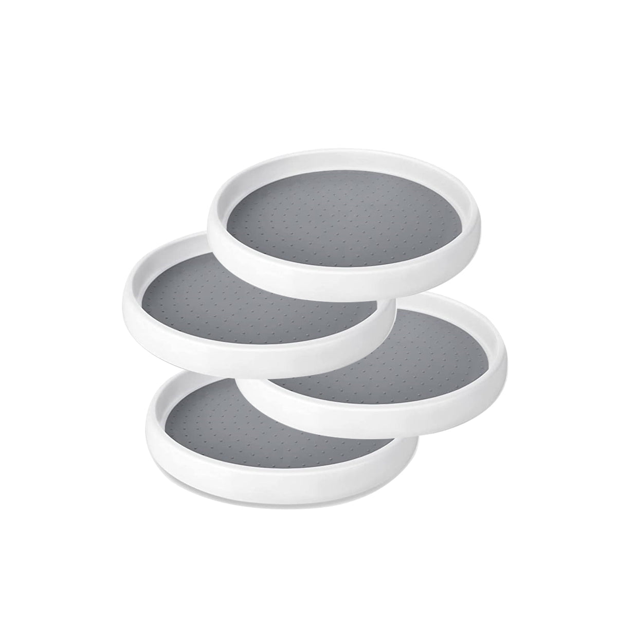 Ten-Inch Rotating Turntable Trays, Set of Four, White and Gray