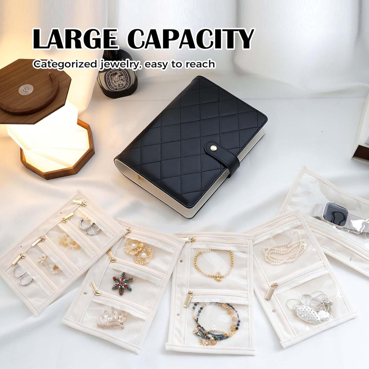 Book-Style Travel Jewelry Case for Necklaces, Rings and Earrings - Image 3