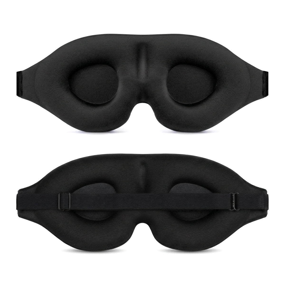 Contoured 3D Sleep Mask for Side Sleepers, Full Blackout, Black
