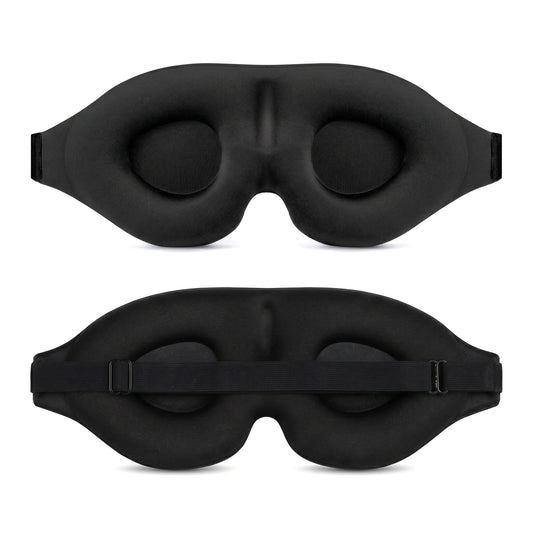 Contoured 3D Sleep Mask for Side Sleepers, Full Blackout, Black