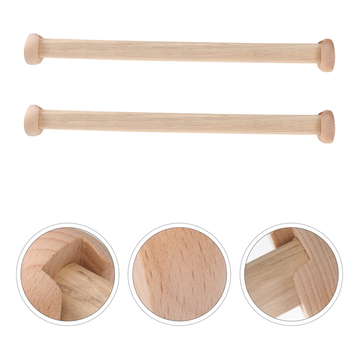 Wooden Closet Rods, Set of Two, 20.12 Inches Long for Wardrobe Rails - Image 4