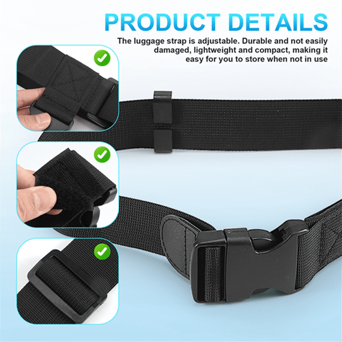 Adjustable Luggage Connector Straps, Two Styles, with Double Buckles - Image 2