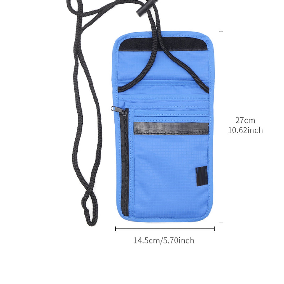 RFID-Blocking Neck Pouch for Passports, Cards and Keys, Blue - Image 4