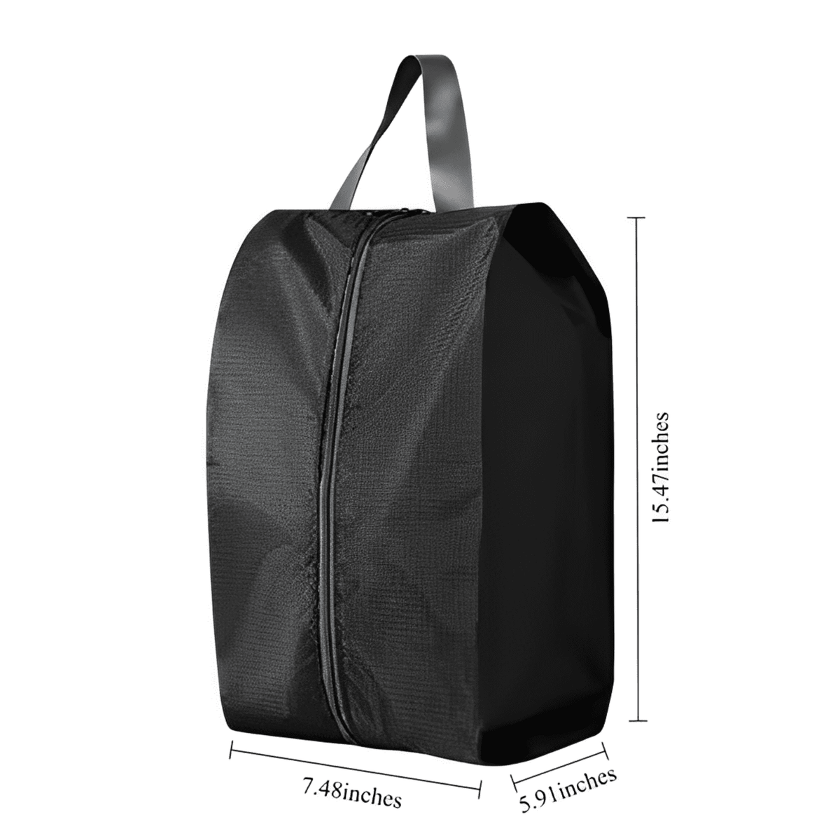 Waterproof Nylon Shoe Bags with Handle and Zipper, Set of Six, Black - Image 5