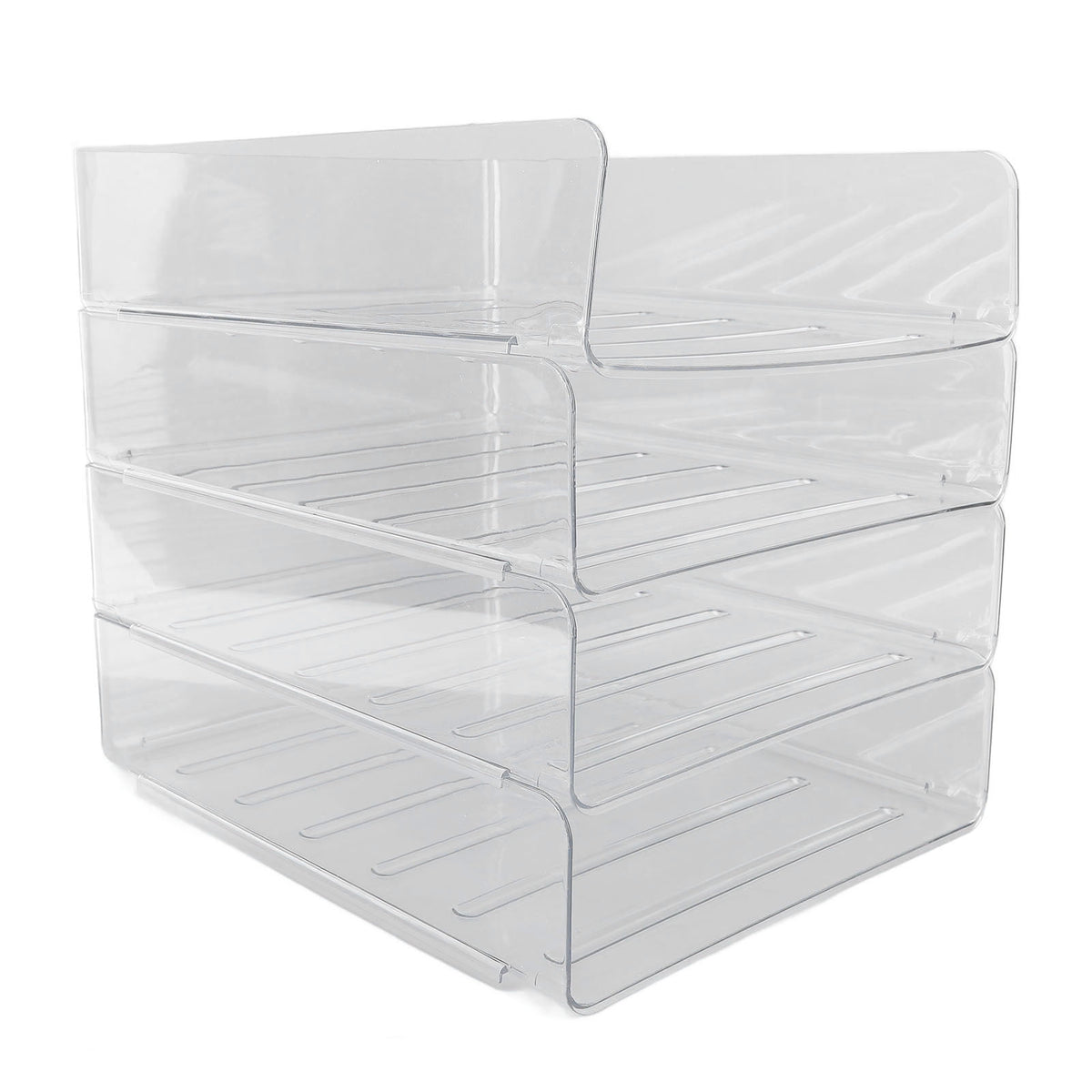 Four-Tier Stackable Acrylic Letter Tray for A4 Paper and Folders