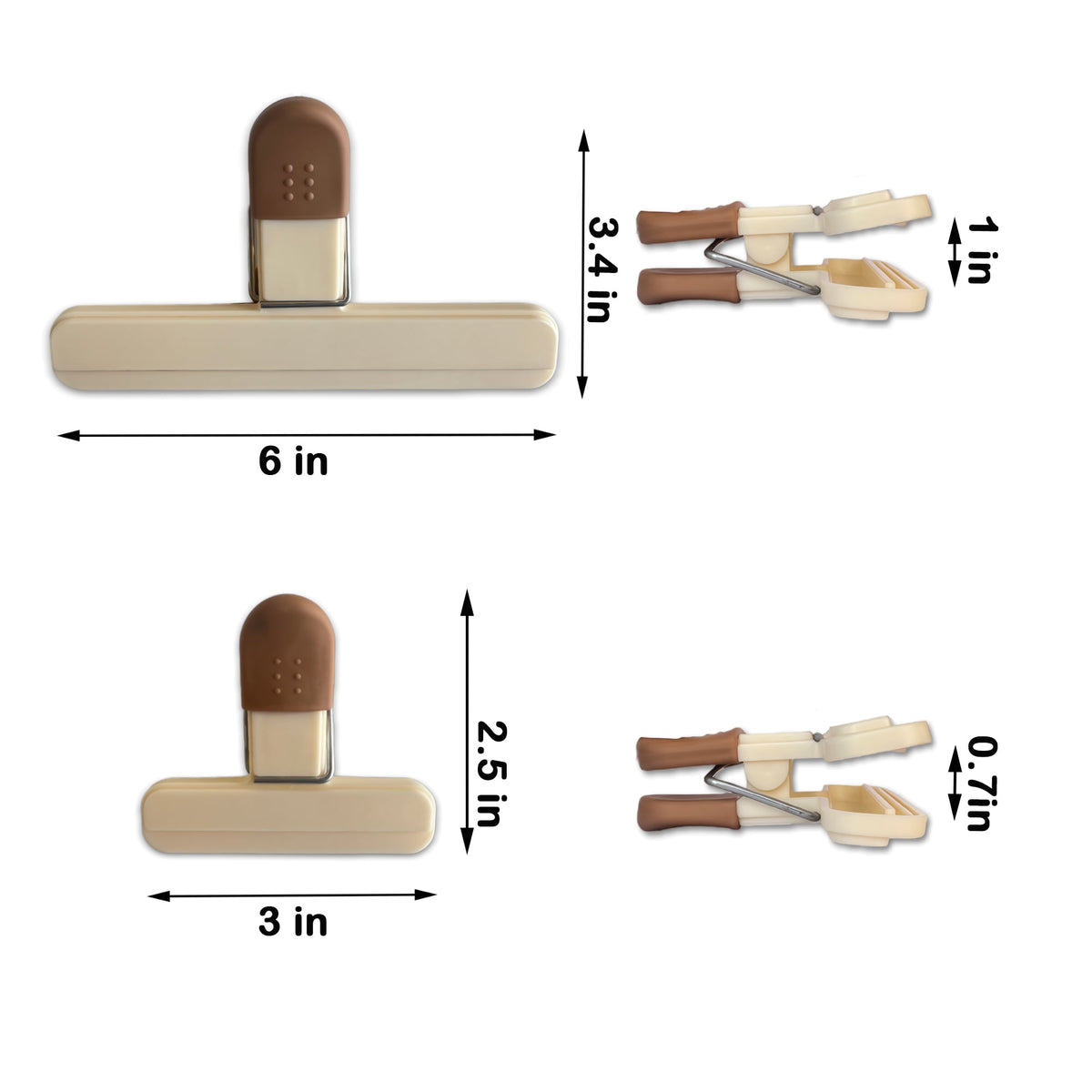 Spring-Loaded Bag Clips, Set of Six, One Extra Large and Five Small - Image 3