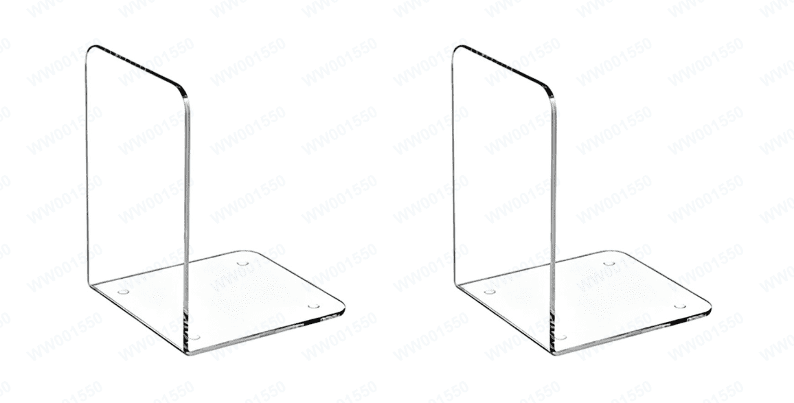 Clear Acrylic L-Shaped Bookends, Set of Two, 3.94 Inches Tall