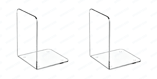 Clear Acrylic L-Shaped Bookends, Set of Two, 3.94 Inches Tall