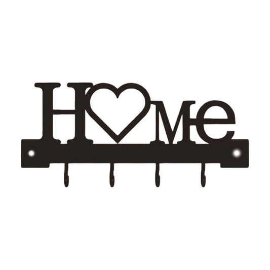 Wall-Mounted Iron Key Rack with Four Hooks, 6.89 x 3.23 Inches