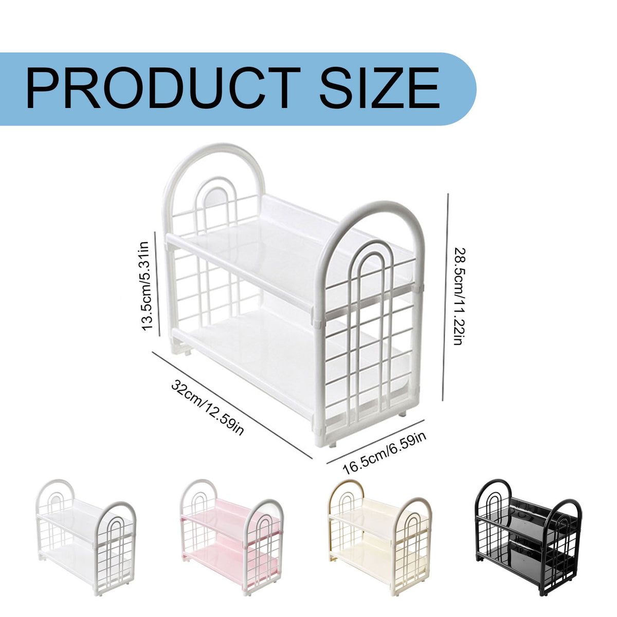 Two-Tier Plastic Desktop Shelf for Books, Files and Stationery - Image 3