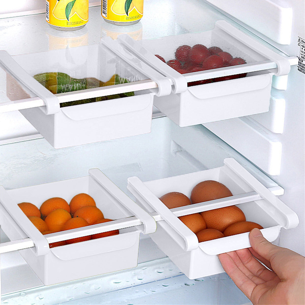 Clear Pull-Out Refrigerator Drawer Bin with Handle, Stackable - Image 2