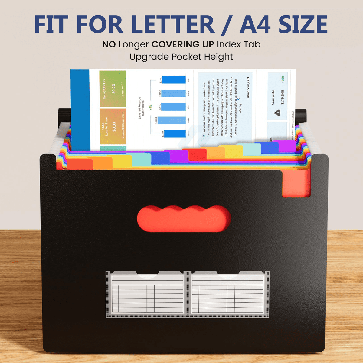 Accordion Expanding File Folder with 25 Labelled Pockets, Letter and A4 - Image 2