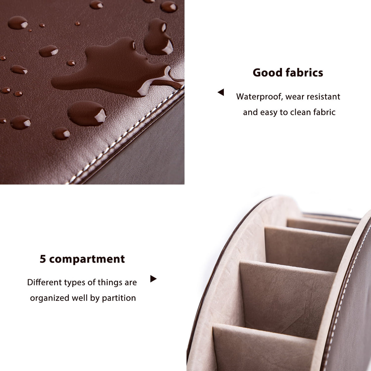 Five-Compartment Faux Leather Caddy for Remotes, Pens and Glasses - Image 3