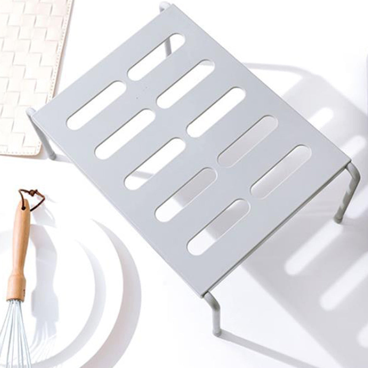 Expandable Cabinet Shelf Organizer, 27.16 x 9.44 x 5.9 Inches, White - Image 6