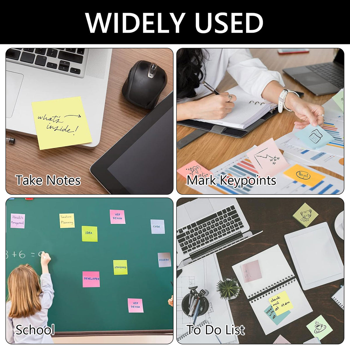 Sticky Note Pads, 3 x 3 Inches, Twelve Pads in Six Colors - Image 5