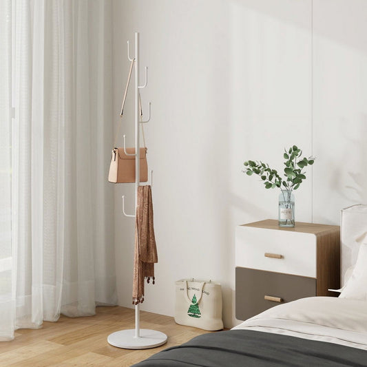 Freestanding Metal Coat Rack, 64.5 Inches Tall, with Round Stone Base - Image 2