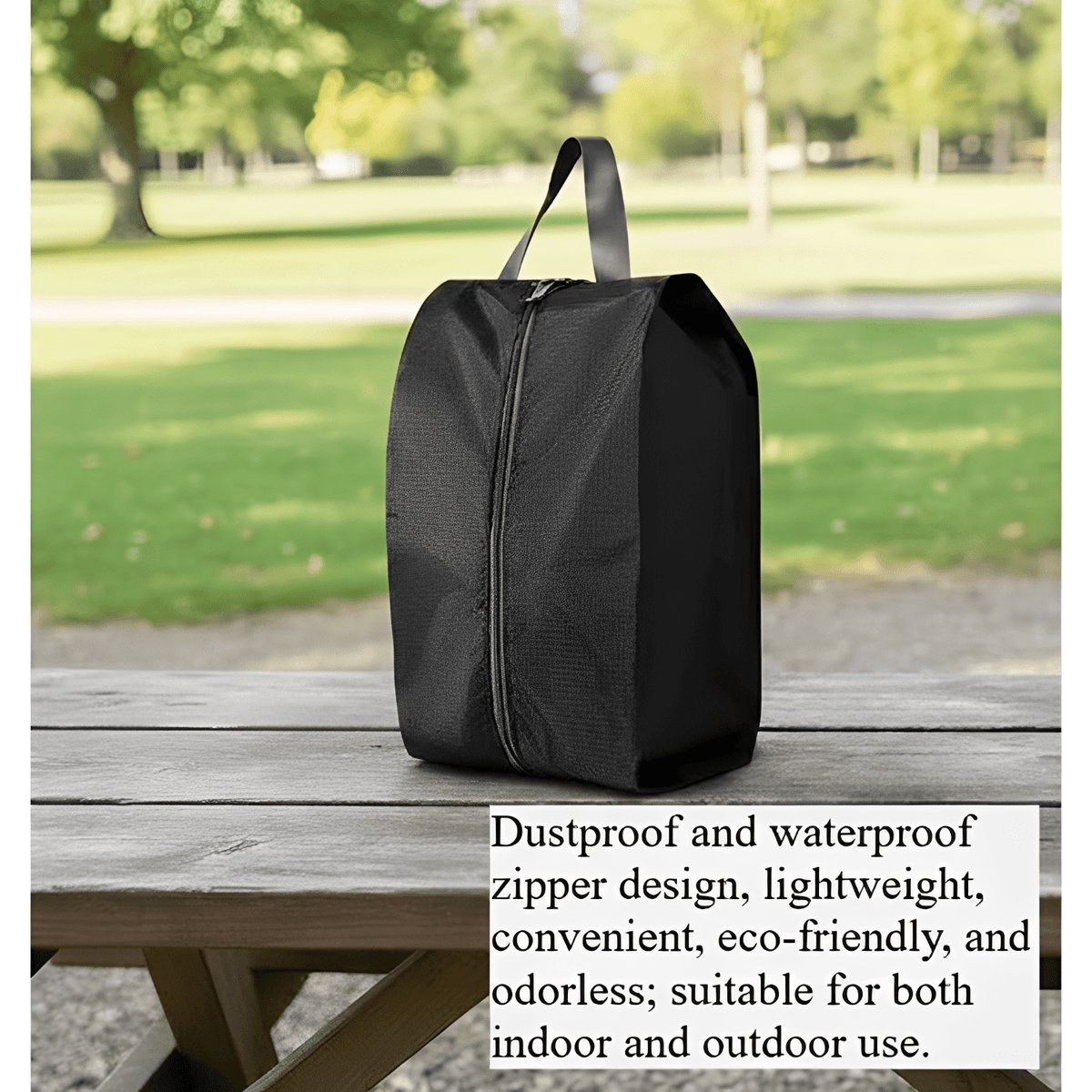 Waterproof Nylon Shoe Bags with Handle and Zipper, Set of Six, Black - Image 4