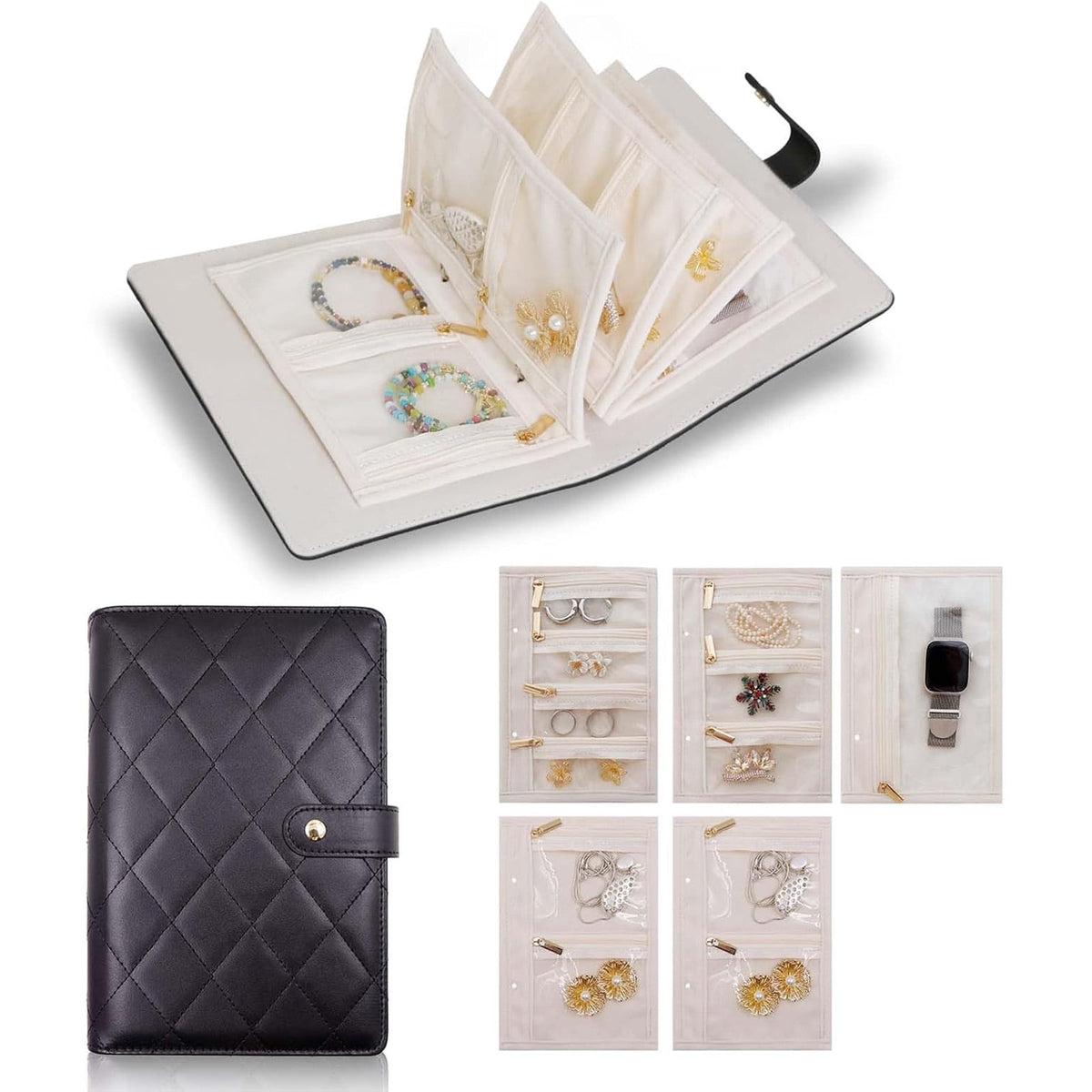 Book-Style Travel Jewelry Case for Necklaces, Rings and Earrings - Image 2