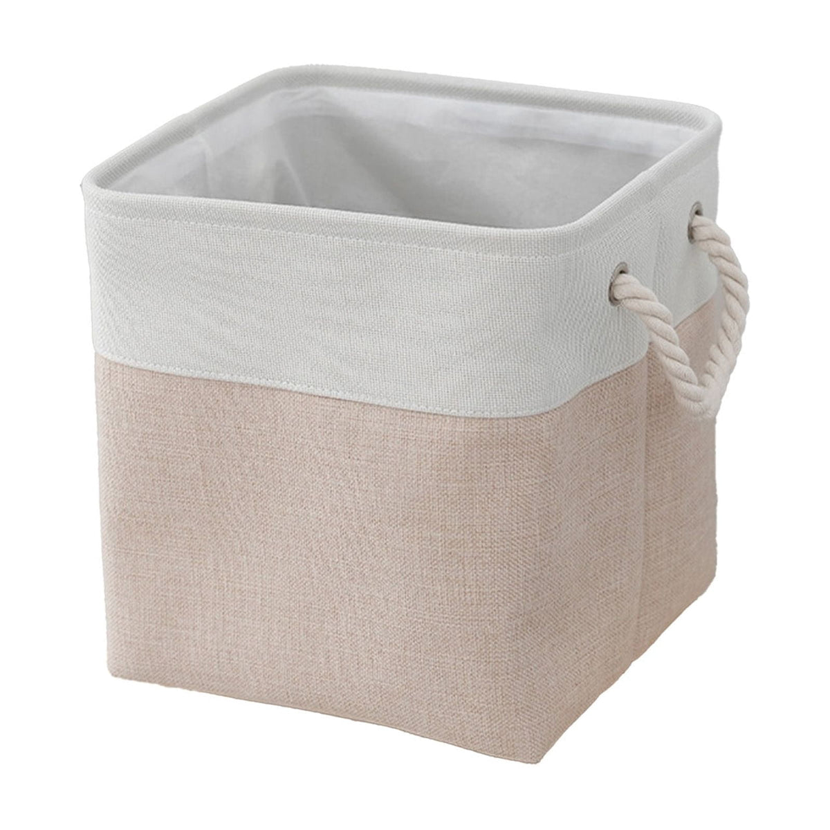 Foldable Linen-Look Storage Cube with Carry Handles, 12 x 12 x 12 Inches