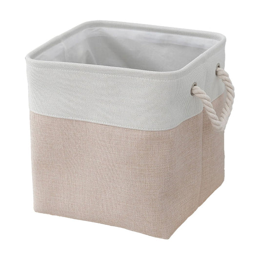 Foldable Linen-Look Storage Cube with Carry Handles, 12 x 12 x 12 Inches