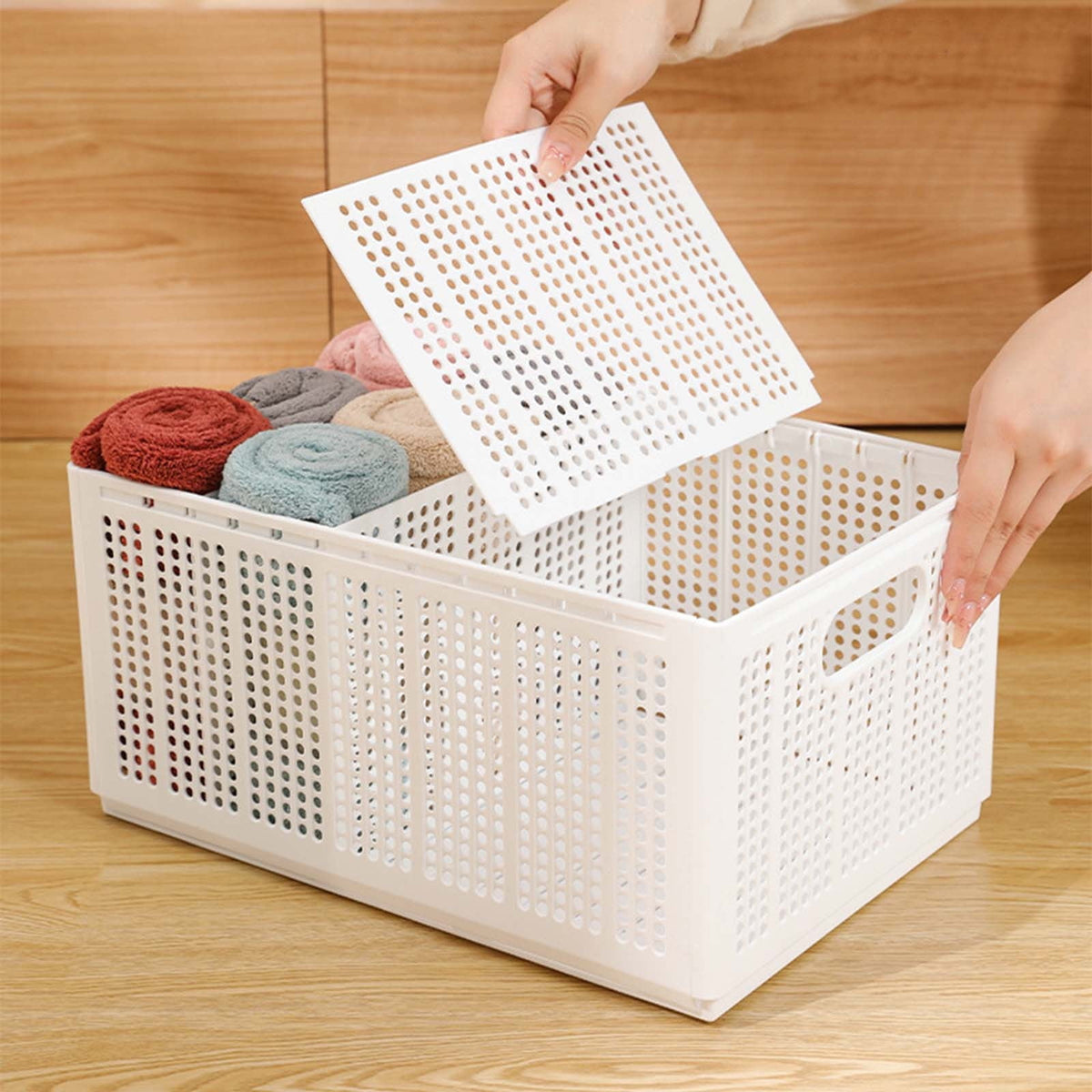 Stackable Drawer Box with Lid and Removable Partition for Folded Clothes - Image 6