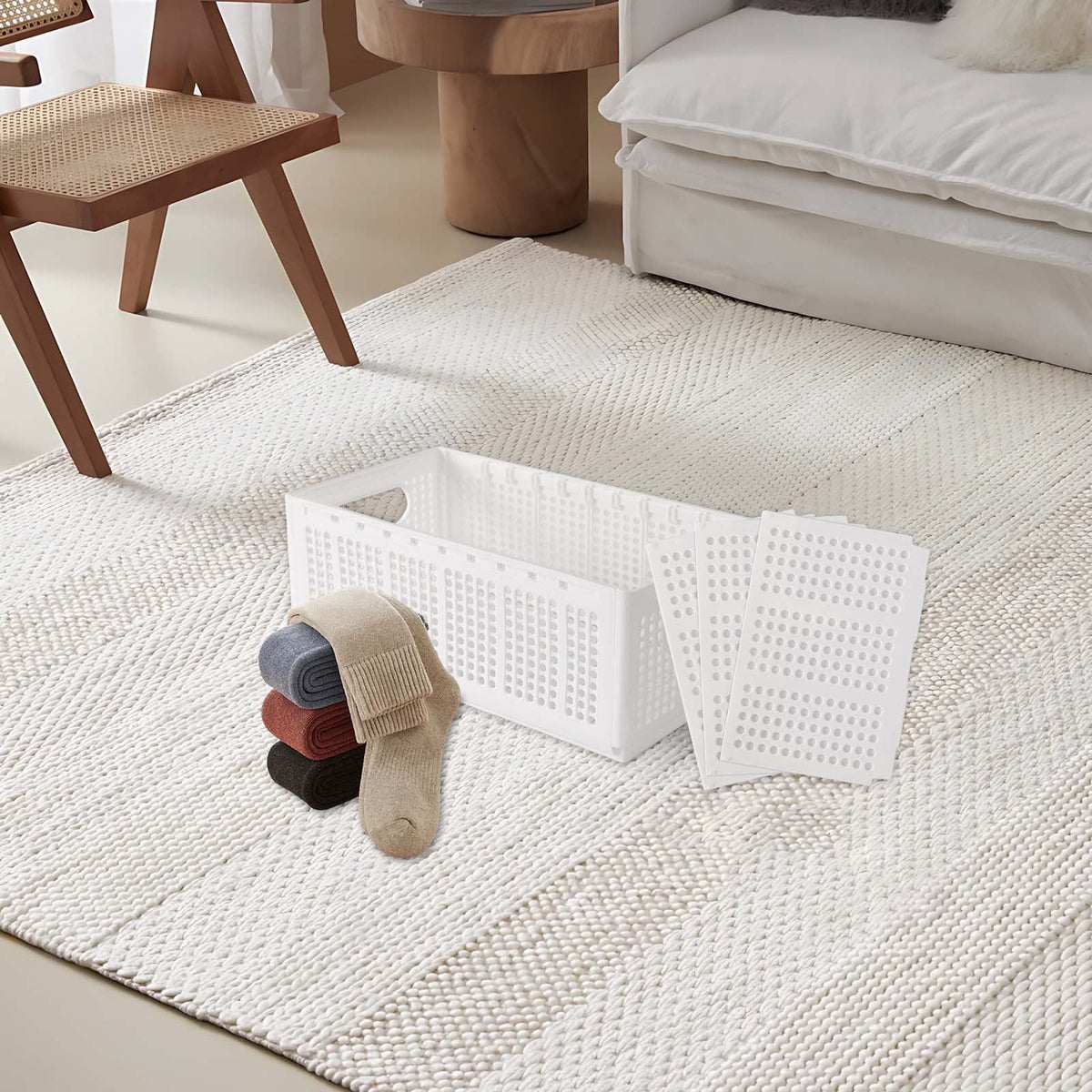 Stackable Drawer Box with Lid and Removable Partition for Folded Clothes - Image 4